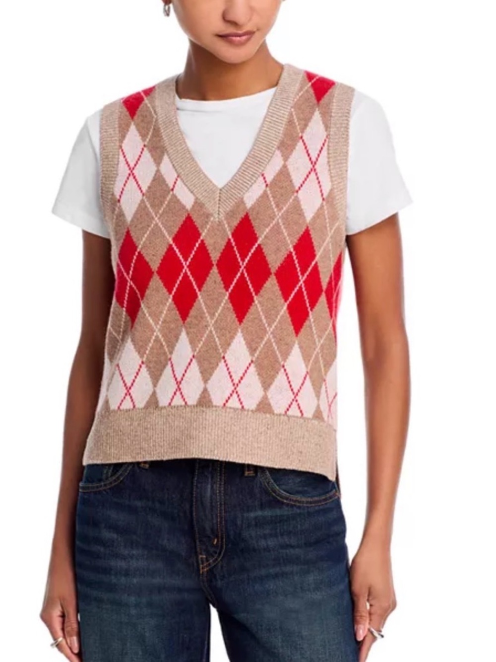 RE/DONE Argyle Knit V-Neck Sweater Vest - NWT